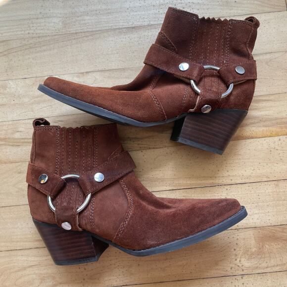 Marc Fisher LTD Women’s Halie Booties 6M Brown MSRP $198 Worn Once EUC - Picture 4 of 14